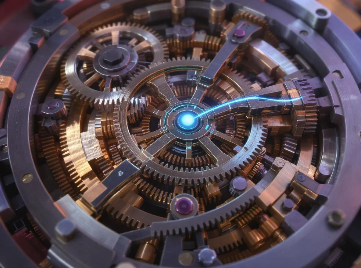 Horlogerie complexe, bille lumineuse bleue