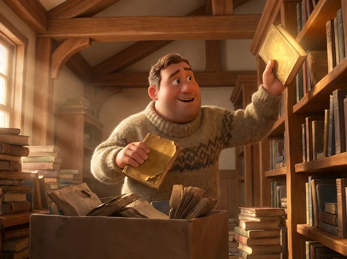 Bibliothécaire trie livres et recycle; valorise qualité.