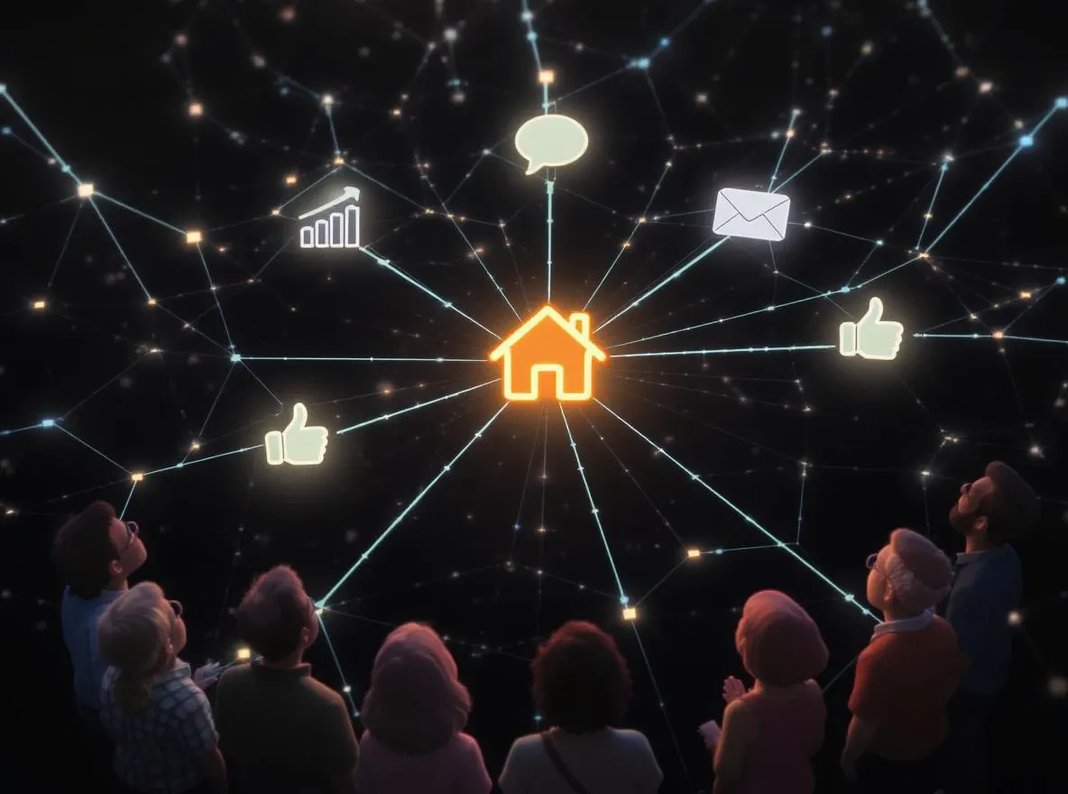 Maison centrale : toile lumineuse de connexion