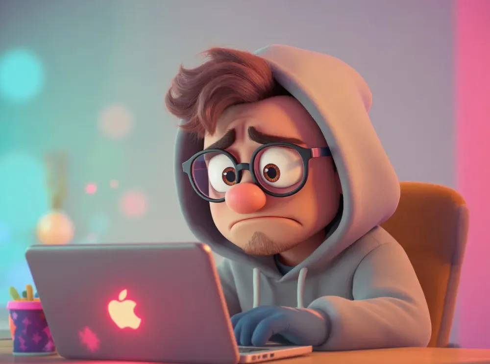 Hacker tritste n'arrivant pas a rentrer dans un système informatique