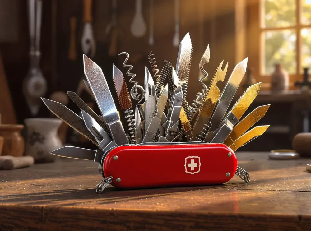 Couteau Suisse aux innombrables outils déployés