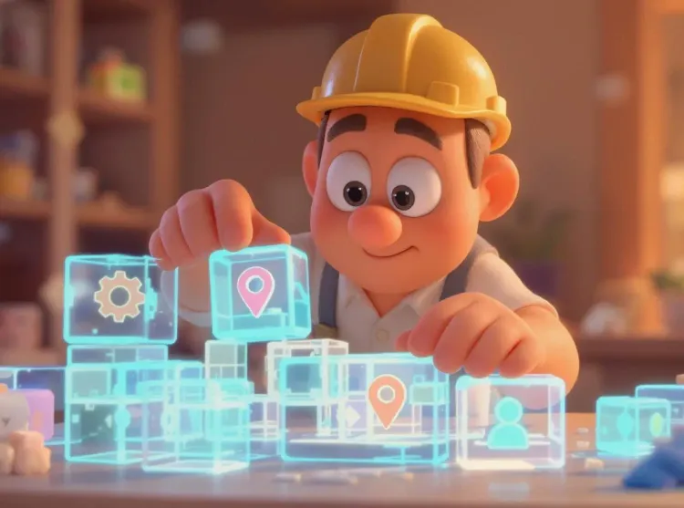 personnage assemblant des cubes représentant ses données