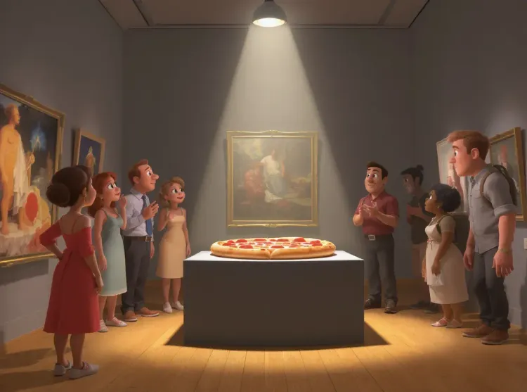 pizza mise en valeur dans un musée