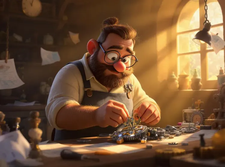 un artisan qui construit un mécanisme 
