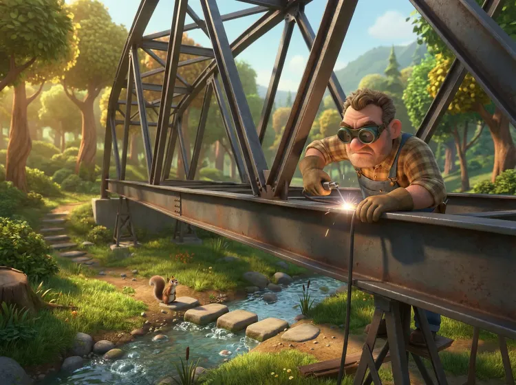 Le pont complexe sur le ruisseau insignifiant