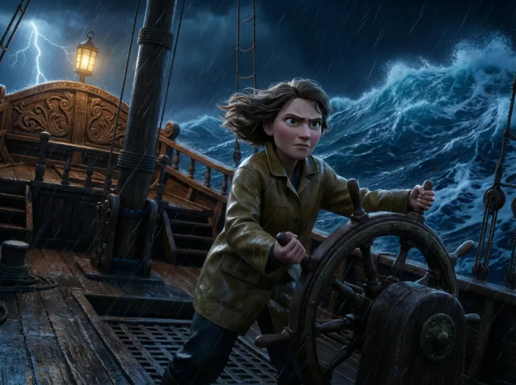 Navigatrice dans la tempête nocturne