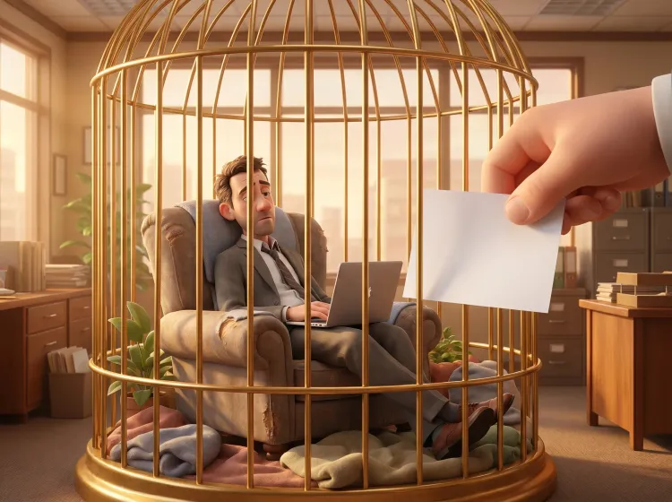 L'employé piégé par les factures dans sa cage dorée
