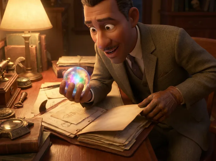 Homme captivé par un objet brillant au bureau