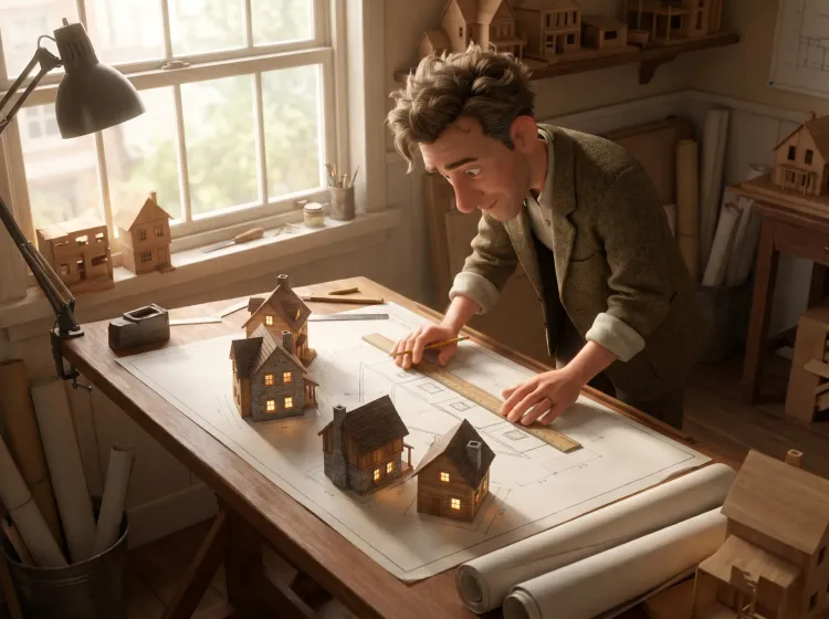 Architecte créant un plan animé de maisons