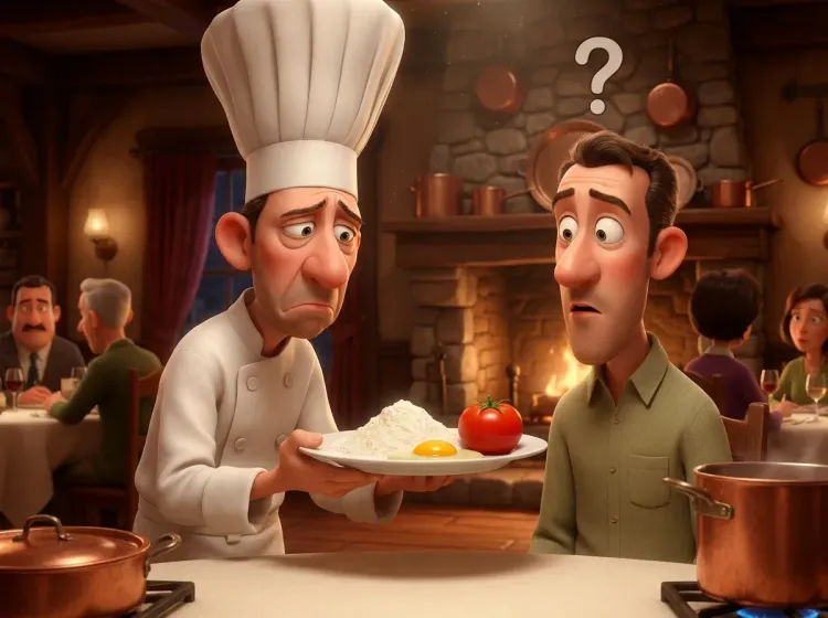 Chef mécontent et assiette à assembler