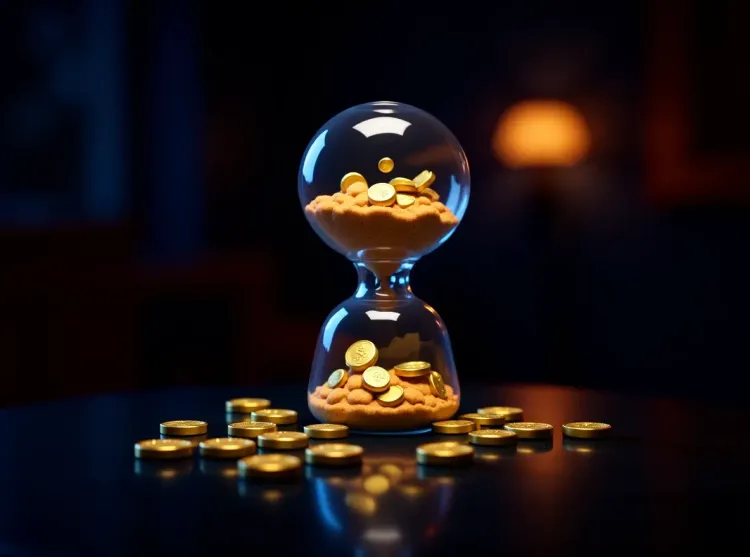 Sablier à l'or qui s'écoule rapidement