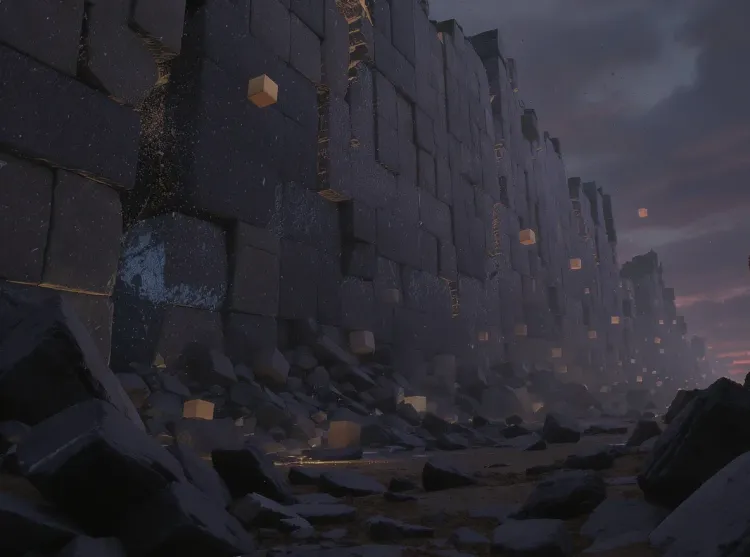 Décombres de cubes lueur résiliente