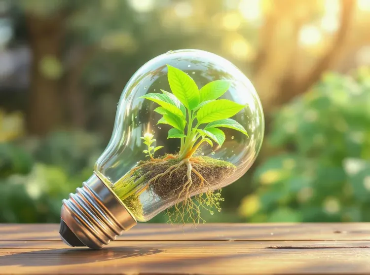 Croissance organique: plante dans ampoule en verre