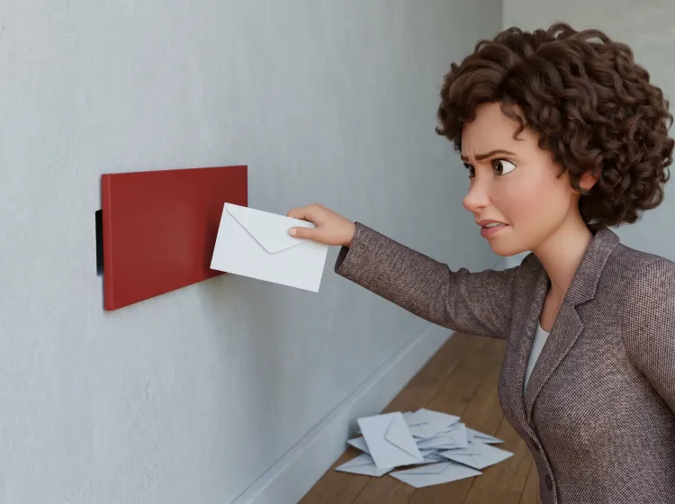 Femme à l'enveloppe rejetée