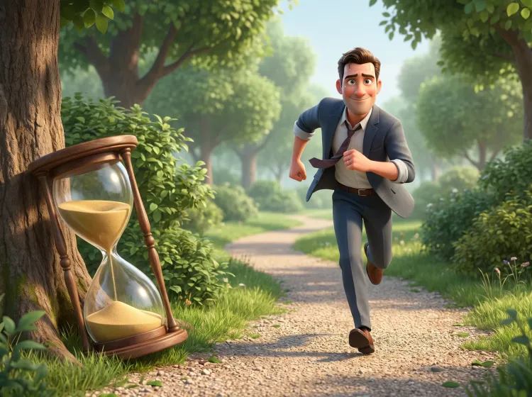 Course contre la montre: sablier et homme d'affaires