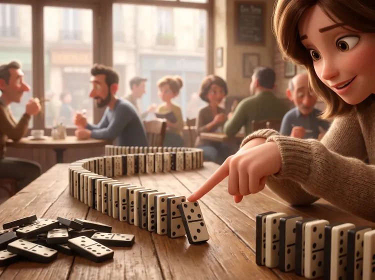 Dominos: le doigt qui arrête la chute