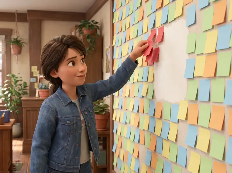 Désencombrer : le mur de post-it et la femme organisée