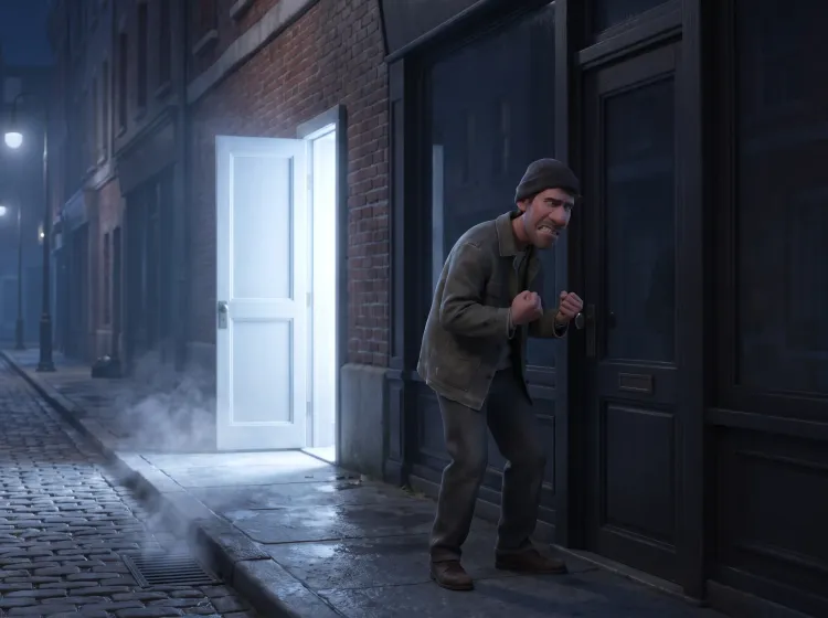 L'homme frustré devant la porte fermée