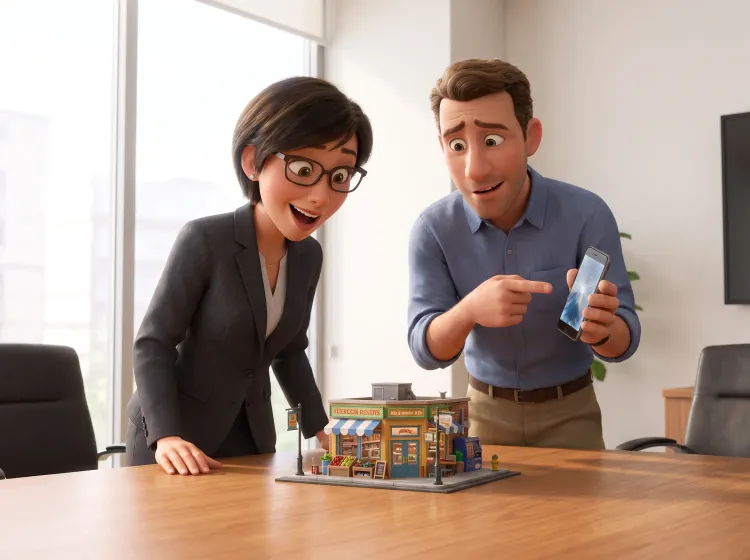 Maquette miniature et smartphone en panne