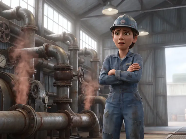 Femme inquiète fuite industrielle