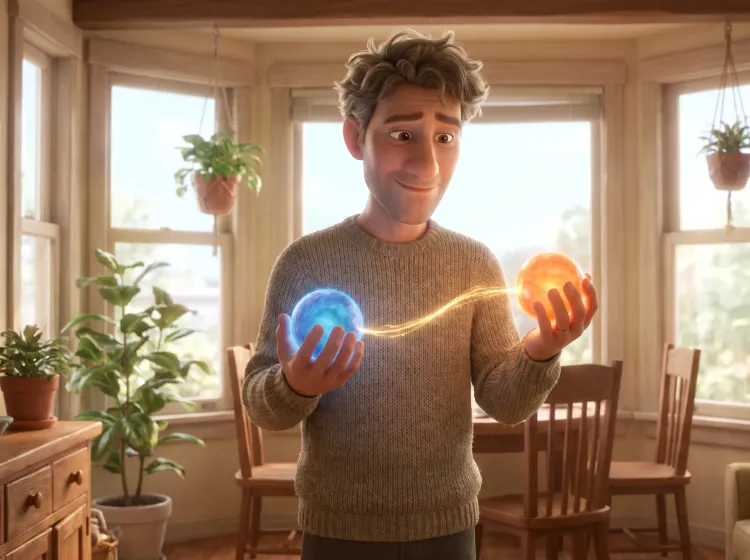 L'homme aux sphères lumineuses connectées