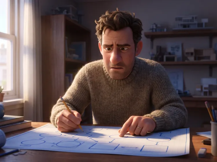 Homme réfléchissant devant un plan simple