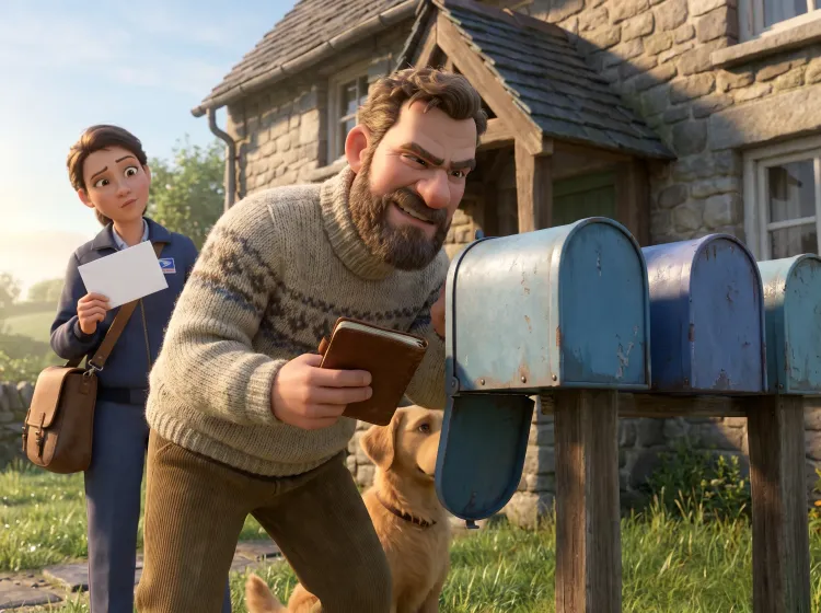 Homme détective devant 3 boîtes aux lettres colorées