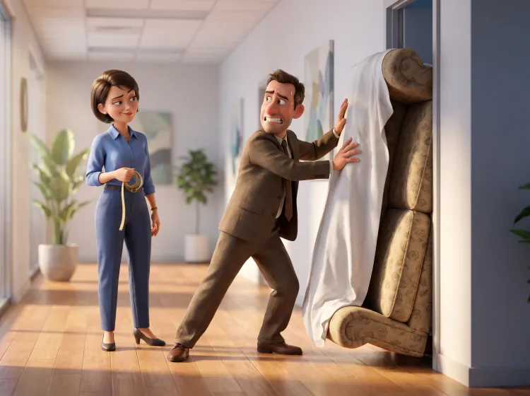 Canapé bloqué: la stratégie absurde de l'homme en costume