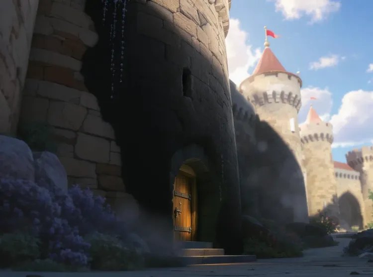 Château fort, petite porte dérobée entrouverte