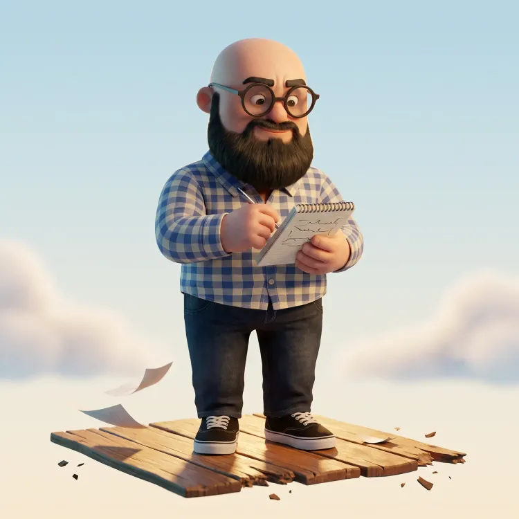 Sébastien version 3D sur une plateforme qui prend des notes