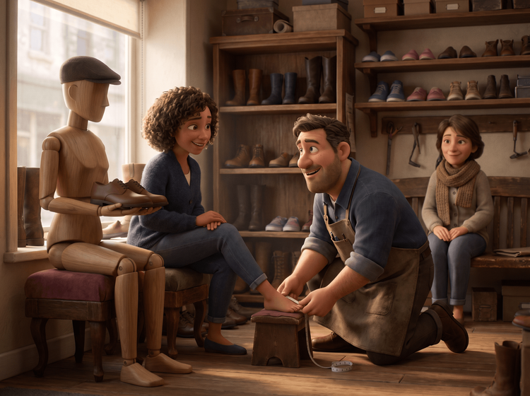 Service client personnalisé en boutique de chaussures