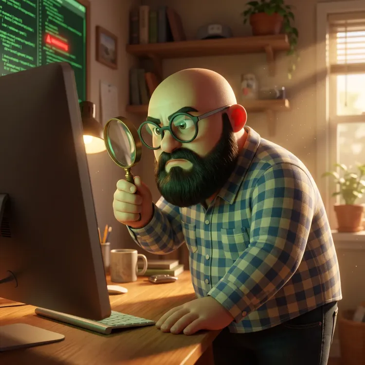 Sébastien version 3D qui cherche des failles dans du code