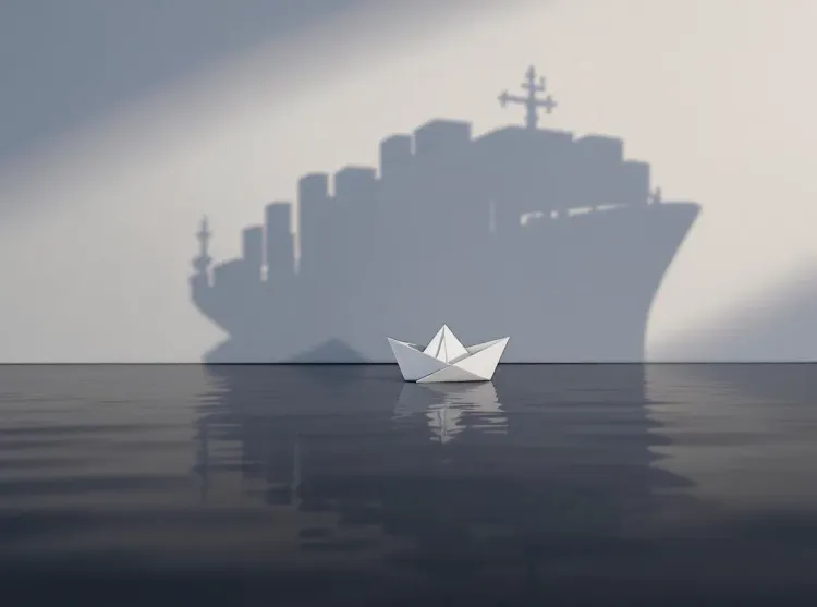 Origami, ombre géante de porte-conteneurs