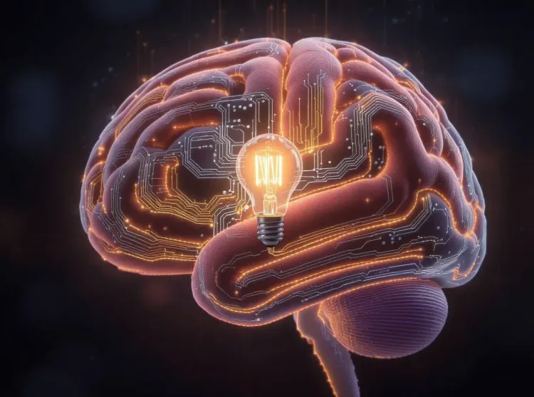 Cerveau de circuits lumineux: ampoule d'idée.