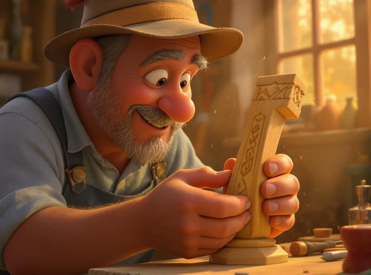 Menuisier et pièce de bois travaillée