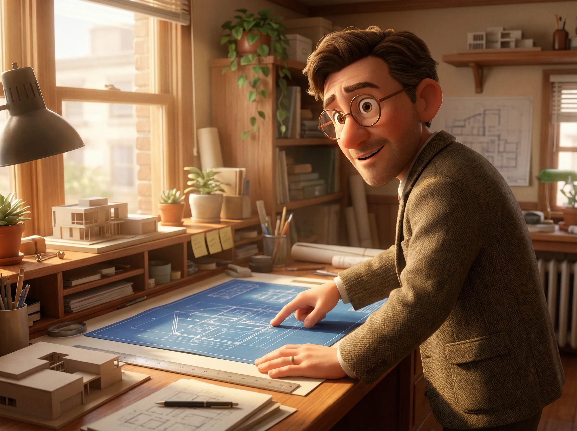 Architecte planifiant rénovation intelligente