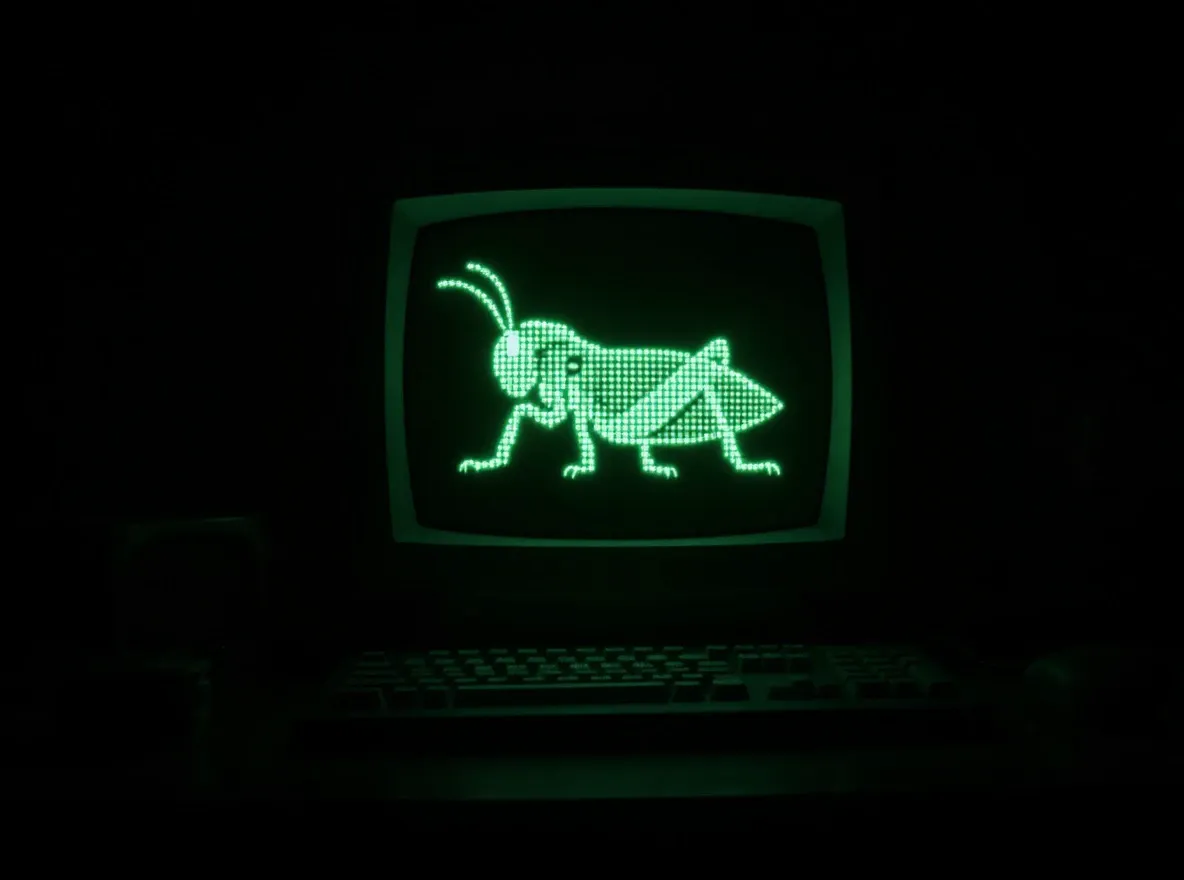 Cigale pixelisée écran vintage