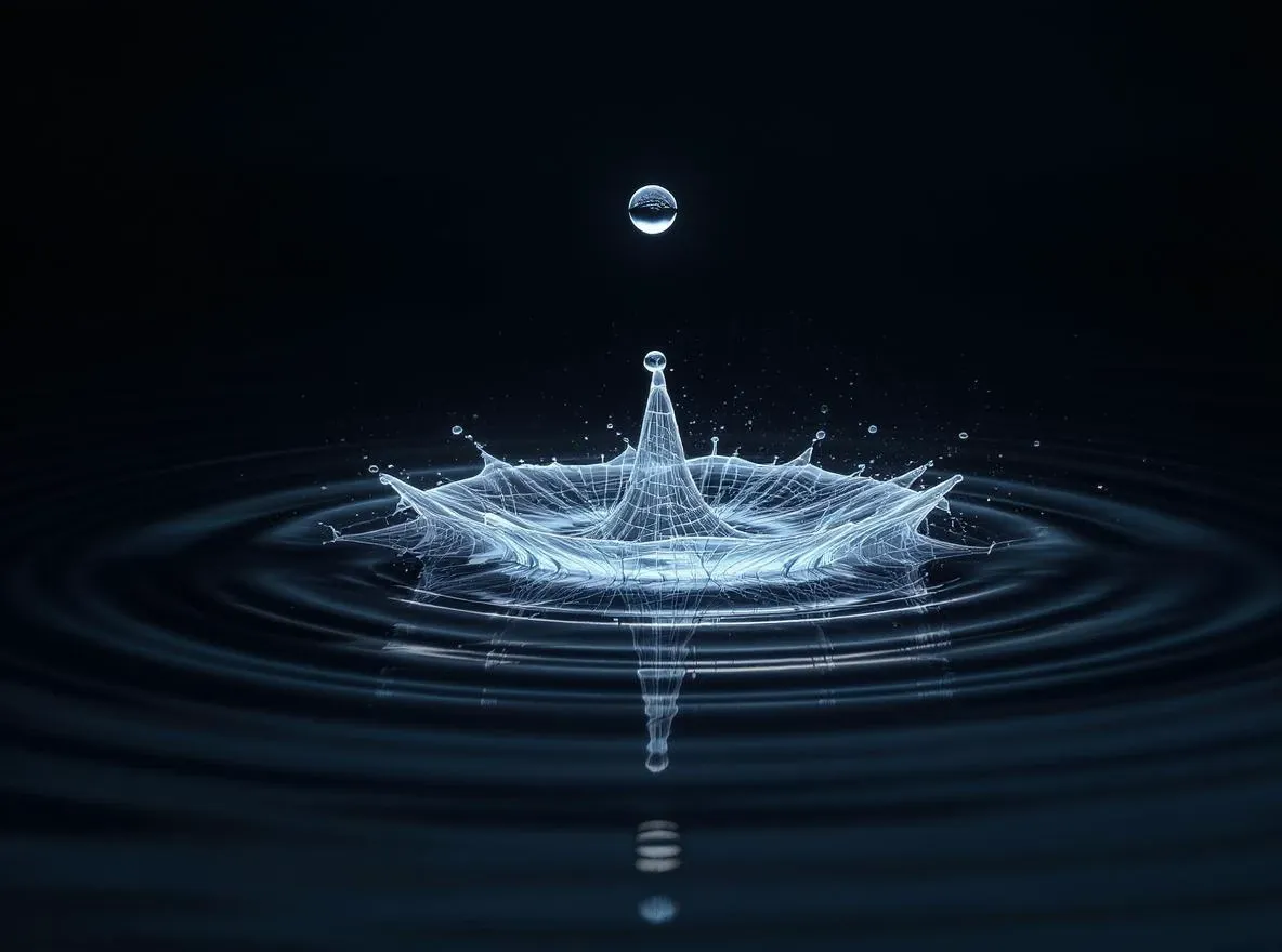 Goutte d'eau: structure fractale lumineuse