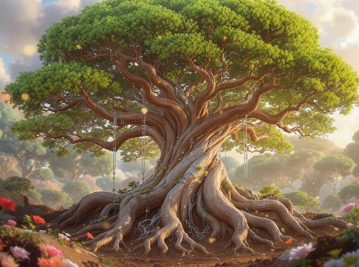 Arbre hybride, technologie et nature fusionnées