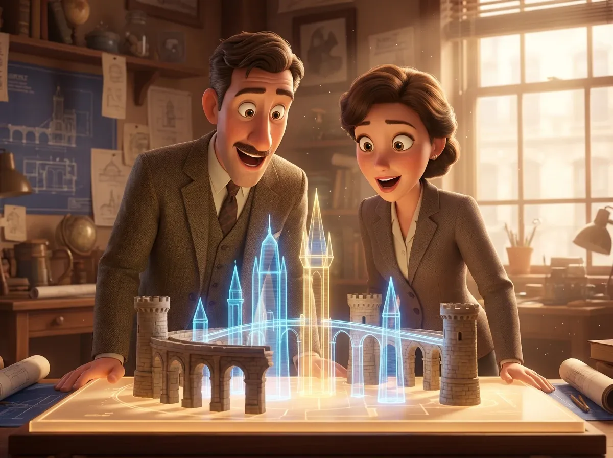 Maquette architecture réelle et virtuelle