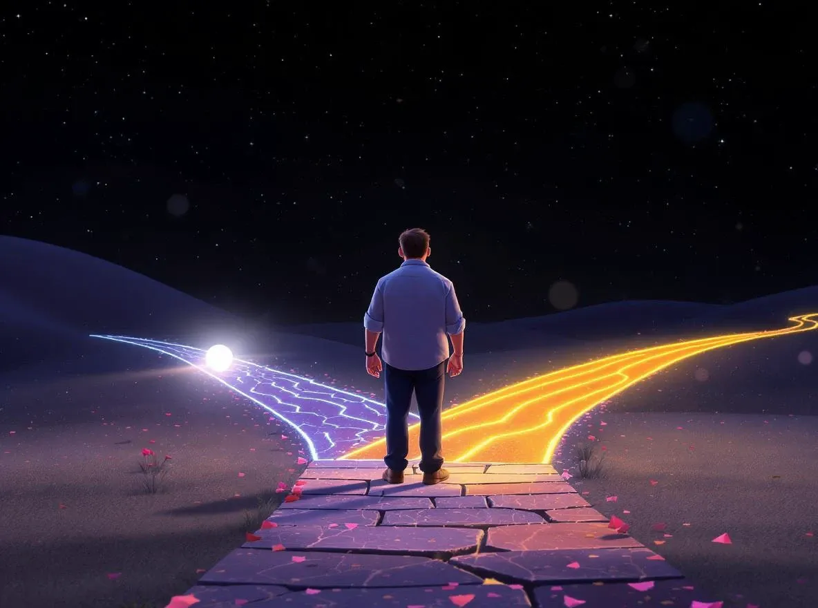 Croisement de destins vers la lumière ou l'ombre.