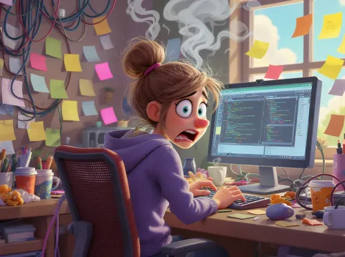 développeuse en panique devant son écran