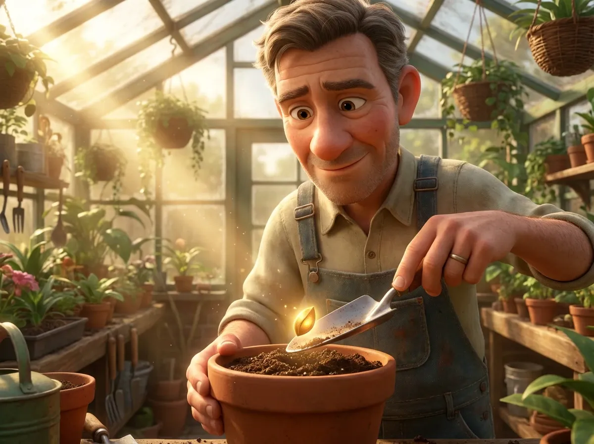 Plantation de graine dorée en serre