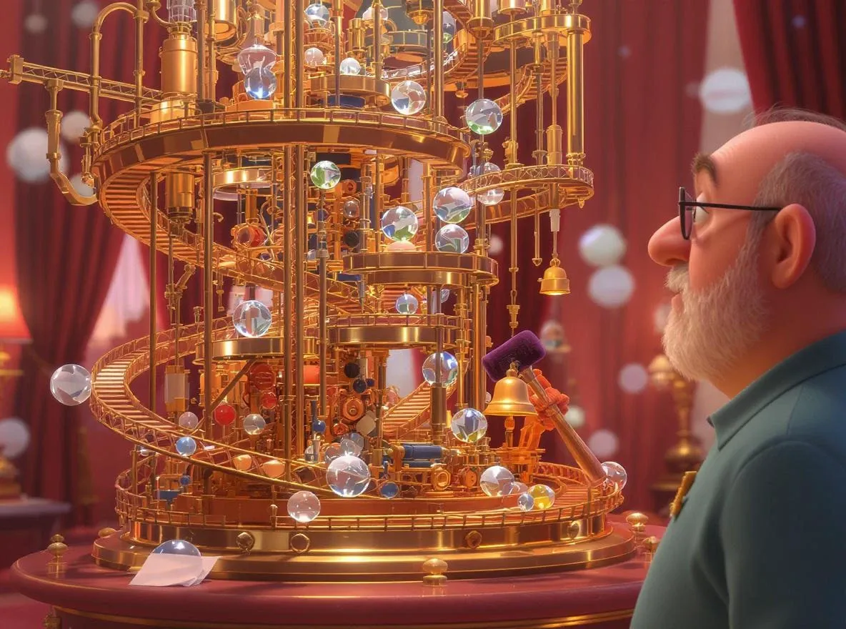 Machine Rube Goldberg clinquante et vaine