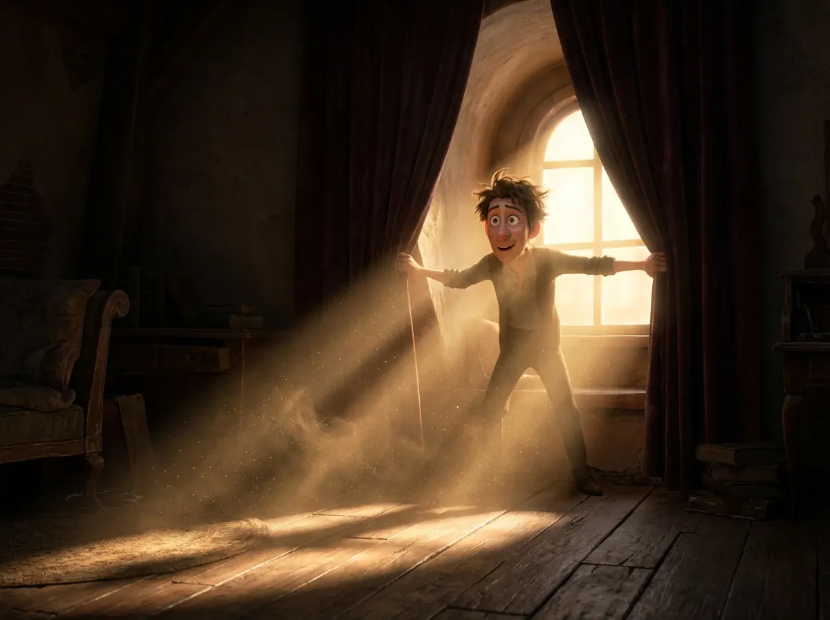 Lumière ouvrant un chemin dans l'obscurité