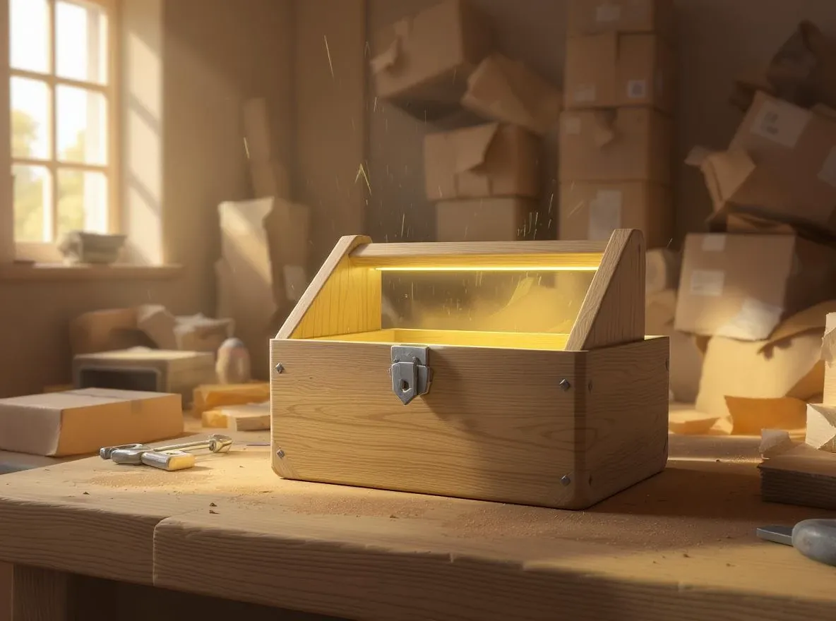 Boîte à outils sur mesure contre cartons usagés
