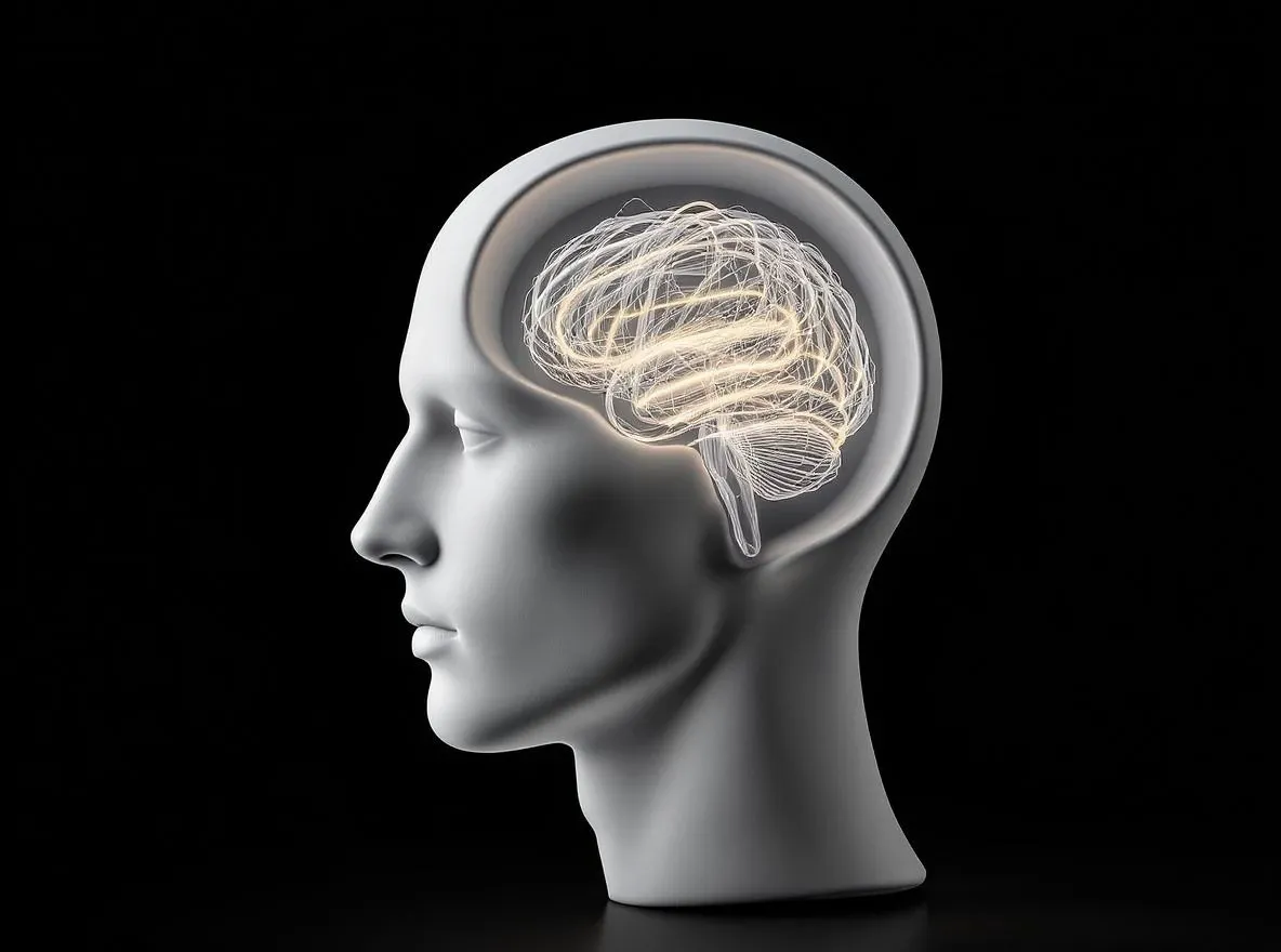 Cerveau en nœud de fils lumineux