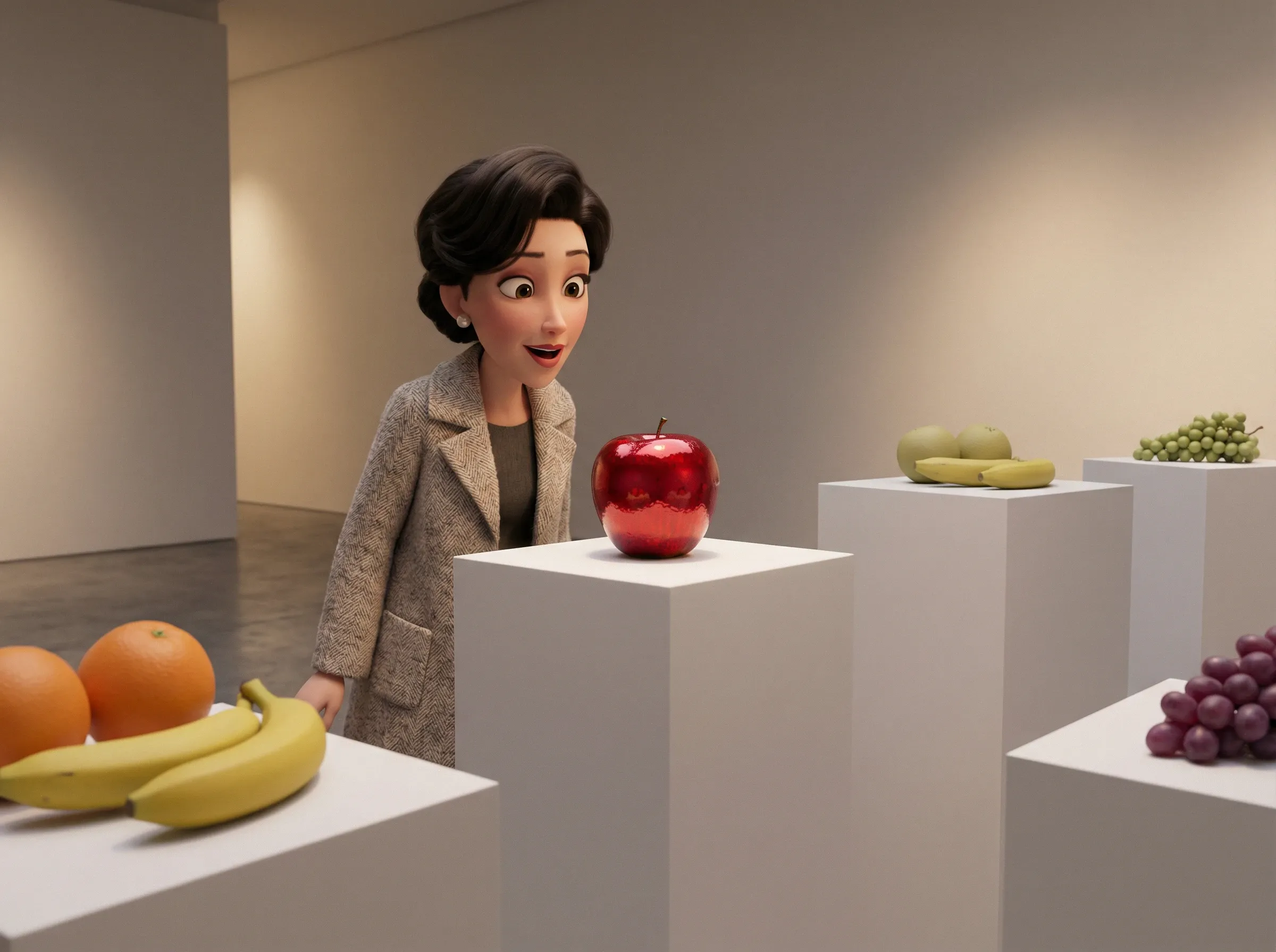 Pomme authentique sur piédestal blanc